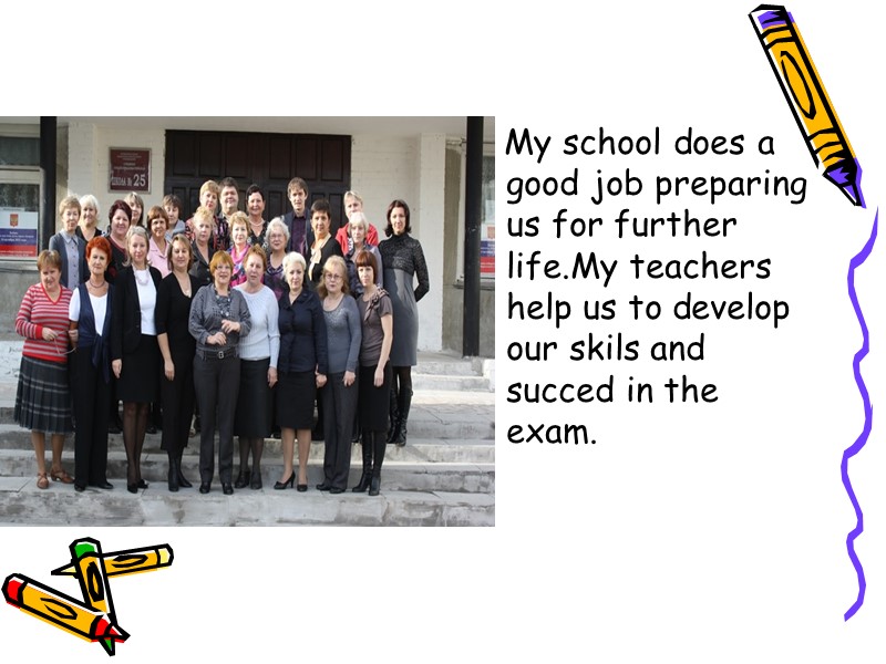 My school does a good job preparing us for further life.My teachers help us